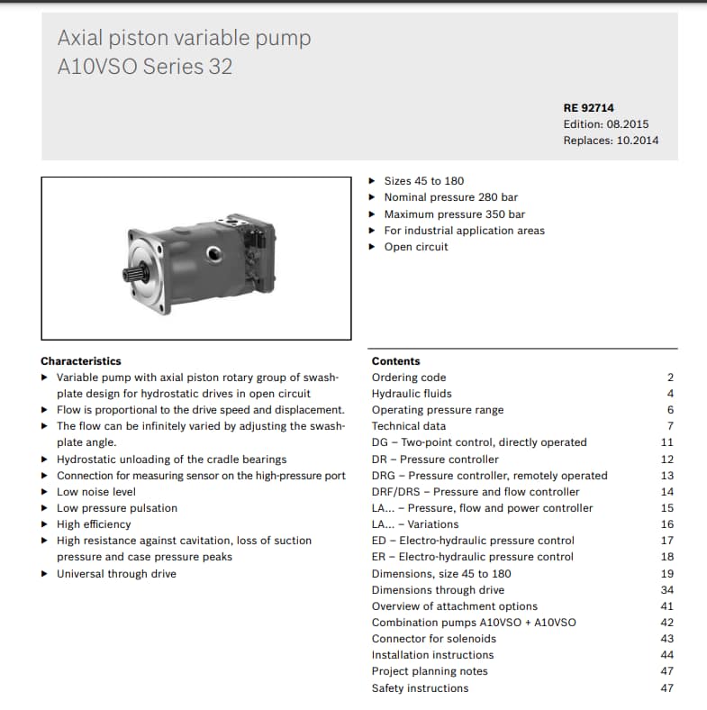 A10VSO 32 Series Hydraulic Pump pic Rexroth 32 series A10VSO hydraulic pump1