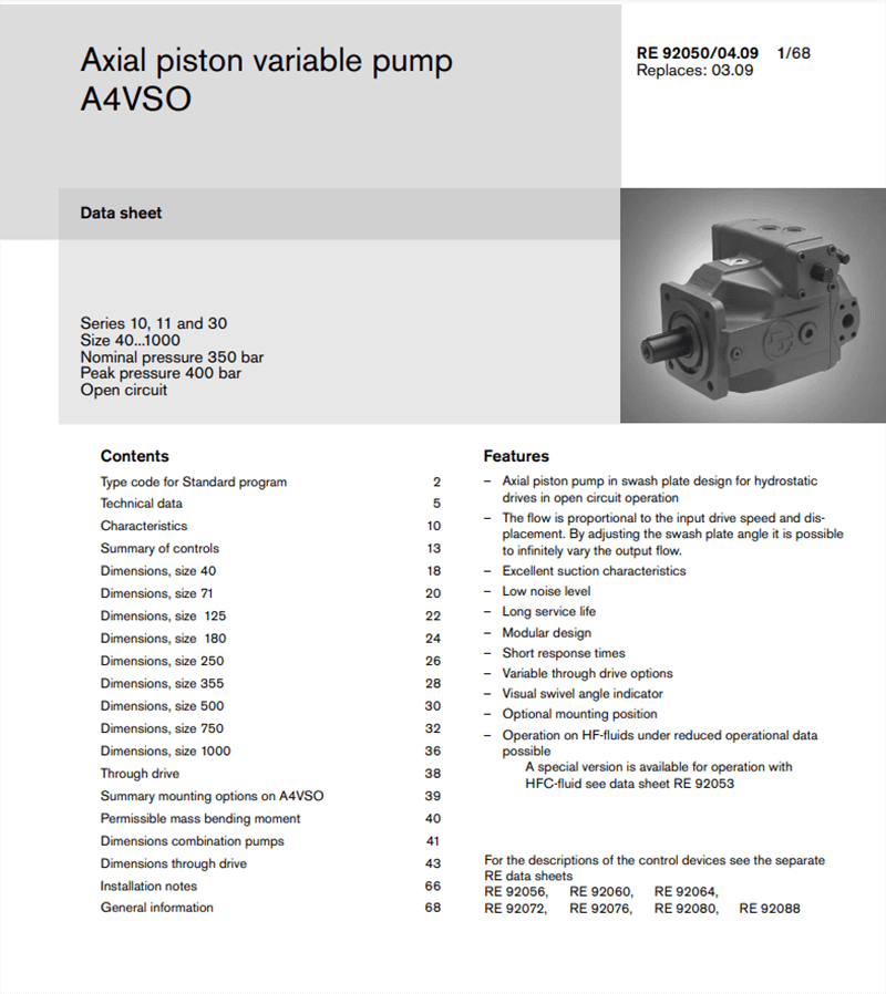 Rexroth A4VSO hydraulic pump1