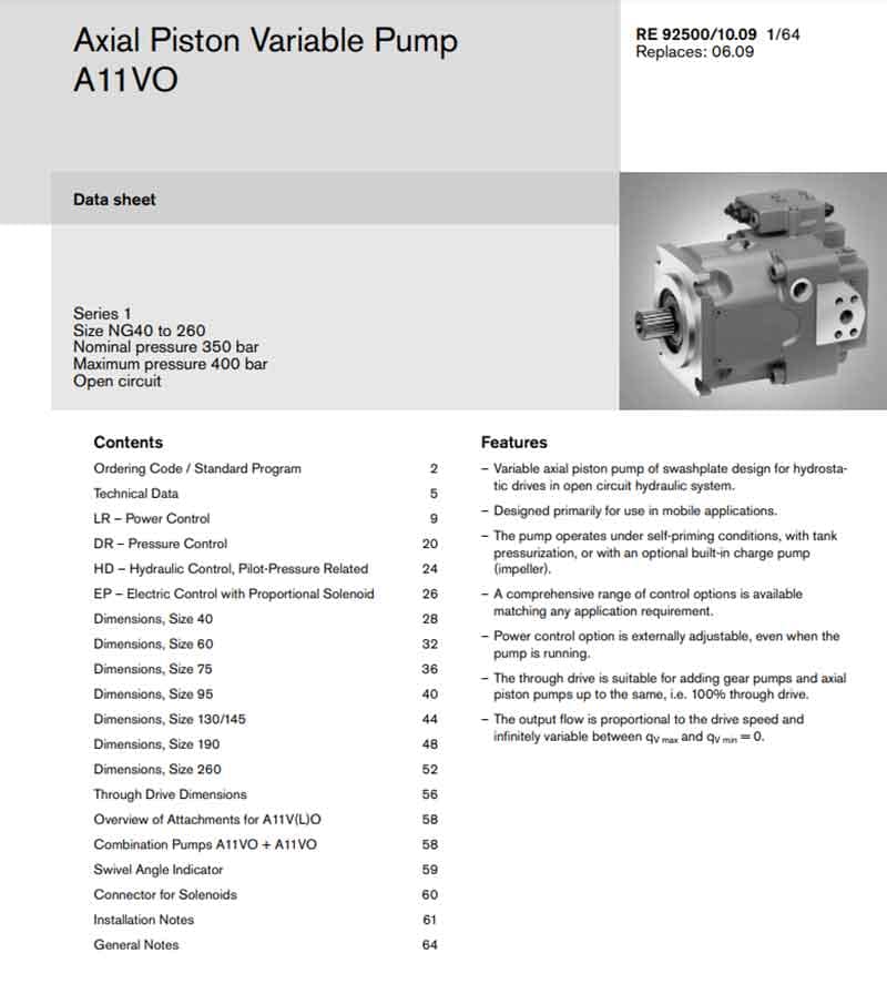 Rexroth A11VO260 hydraulic piston pump A11VO260 hydraulic ram pump pic A11VO260 hydraulic pump1