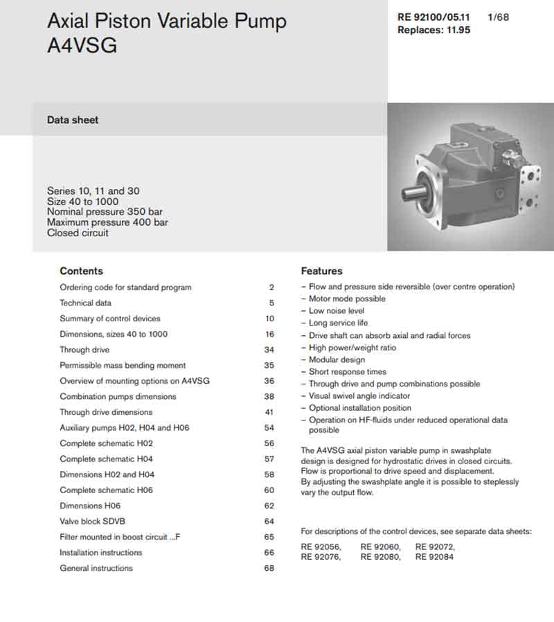 Rexroth P A4VSG 250 hydraulic variable pump P A4VSG 250 DS1E forklift Hydraulic pump pic P A4VSG 250 hydraulic pump1